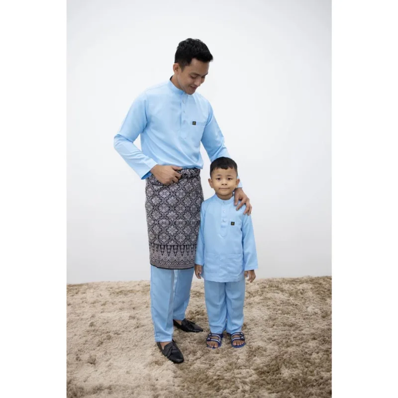 SET FAMILY BAJU KURUNG SURAIYA BAJU MELAYU WARNA BABY BLUE RAYA 2024 | BAJU KURUNG LACE BY MOFF2u thumbnail 2