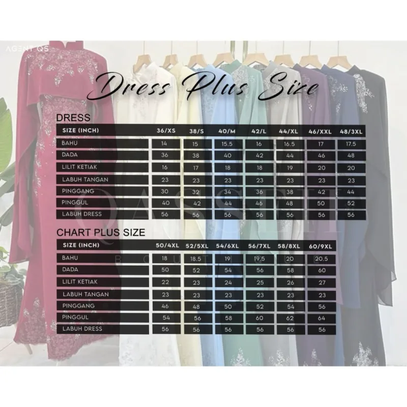 ADD ON PLUS SAIZ | TAMBAHAN HARGA UNTUK PLUS SAIZ | DARI SAIZ 50 - 56 | SEMUA JENIS PAKAIAN | KURUNG | DRESS | thumbnail 3