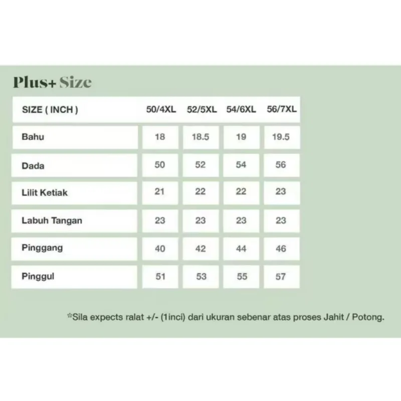 ADD ON PLUS SAIZ | TAMBAHAN HARGA UNTUK PLUS SAIZ | DARI SAIZ 50 - 56 | SEMUA JENIS PAKAIAN | KURUNG | DRESS | thumbnail 2