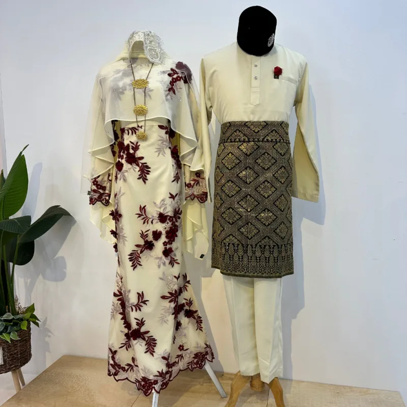 8 ITEM - 1 HARGA Bridal Set DRESS FEONI In CREAM RED | Nikah Kahwin |Tunang | BY MOFF2U
