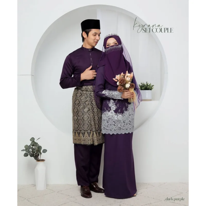 7 ITEM - 1 HARGA Bridal Set BAJU KURUNG KYRANA In DARK PURPLE | Nikah Kahwin |Tunang | BY MOFF2U thumbnail 2