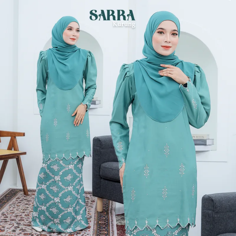 MOFF Set FAMILY BAJU KURUNG MODEN SARRA In PINE GREEN | Kurung Moden by Moff2U thumbnail 4