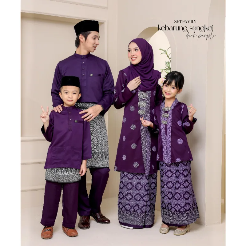 Set Family KEBARUNG IN DARK PURPLE I KEBARUNG Moden I Ayah Anak I Ibu I Moden I Set Family By Moff2u