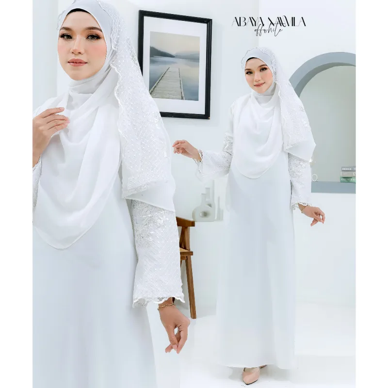 NEW DESIGN JUBAH ABAYA KEBARUNG NAWILA SEKALI SHAWL IN 5 COLOUR I DINNER I KENDURI I MAJLIS AKIKAH BY MOFF COLLECTION thumbnail 2