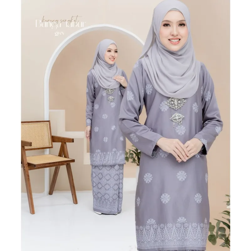 Set Family Songket Tabur In GREY I Kurung Moden I Ayah Anak I Ibu I Moden I Set Family By Moff2u thumbnail 2