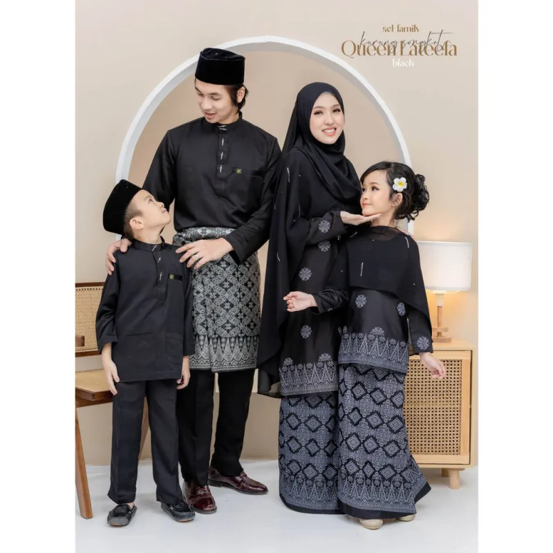 Set Family Songket Lateefa In Black I Kurung Moden I Ayah Anak I Ibu I Moden I Set Family By Moff2u