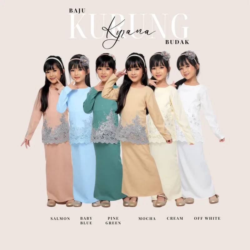 Moff New Design Kurung Moden Kyrana Kids IN 6 Colour I Kids I Kurung Moden I Kyrana By Moff Collection