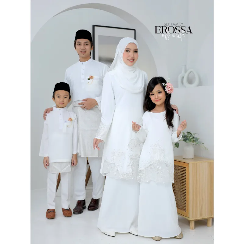 Moff Set Family BAJU Kurung Moden Erossa IN OFFWHITE Dewasa | Budak by MOFF2U