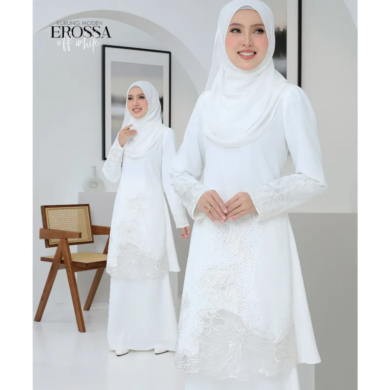 Moff Set Family BAJU Kurung Moden Erossa IN OFFWHITE Dewasa | Budak by MOFF2U thumbnail 3