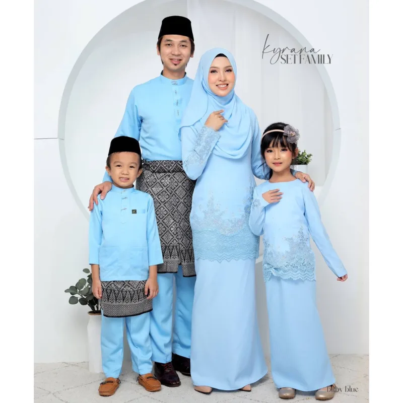 Set Family Baju Kurung Moden Kyrana In Baby Blue I Kurung Moden I Ayah Anak I Ibu I Moden I Set Family By Moff2u