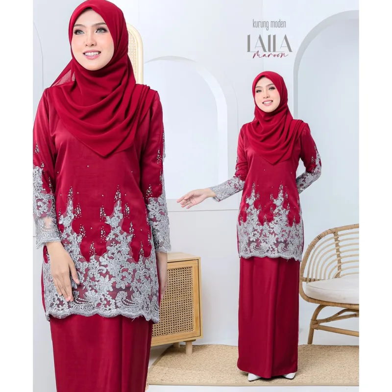 BAJU KURUNG MODEN LAYLA | BAJU KURUNG LACE SULAM ADA 4 WARNA (MOFF COLLECTIONS) thumbnail 4