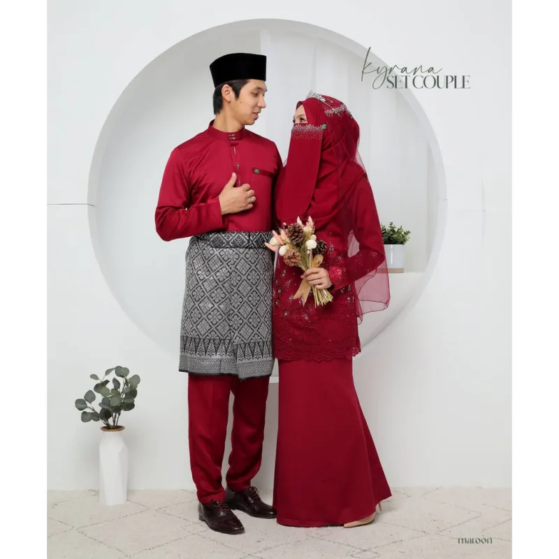 7 ITEM - 1 HARGA Bridal Set BAJU KURUNG KYRANA In MAROON| Nikah Kahwin |Tunang | BY MOFF2U