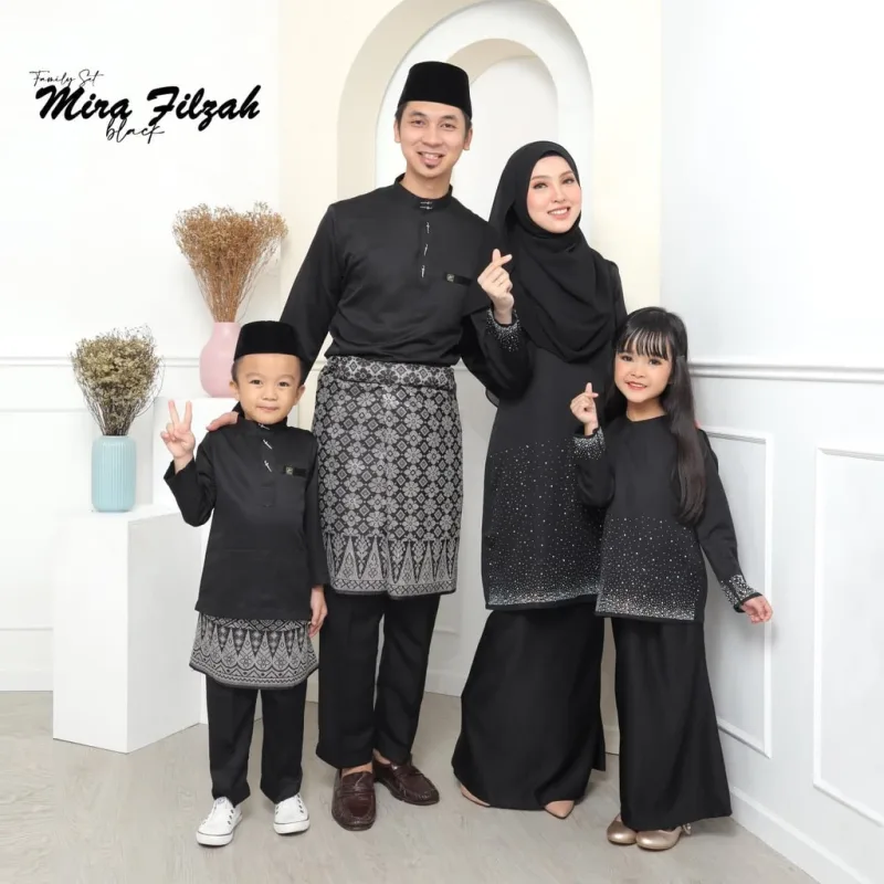 Moff Set Family BAJU Kurung Moden MIRA Filzah IN BLACK Dewasa | Budak by MOFF2U