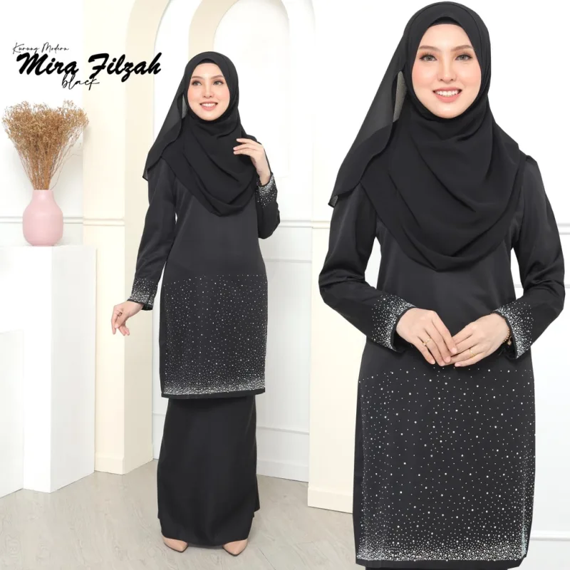 Moff Set Family BAJU Kurung Moden MIRA Filzah IN BLACK Dewasa | Budak by MOFF2U thumbnail 2