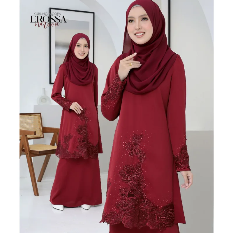 Moff Set Family BAJU Kurung Moden Erossa IN MAROON Dewasa | Budak by MOFF2U thumbnail 3