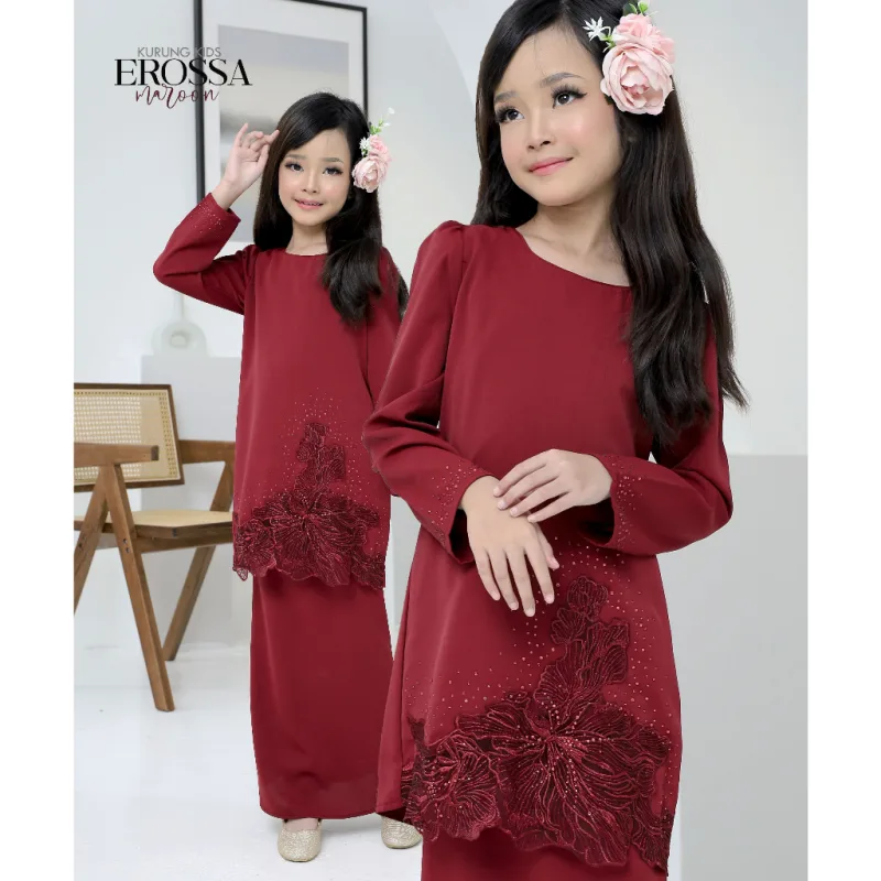 Moff Set Family BAJU Kurung Moden Erossa IN MAROON Dewasa | Budak by MOFF2U thumbnail 2