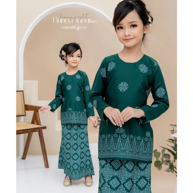 Set Family Songket Tabur In EMERALD GREEN I Kurung Moden I Ayah Anak I Ibu I Moden I Set Family By Moff2u thumbnail 3