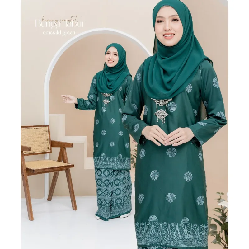 Set Family Songket Tabur In EMERALD GREEN I Kurung Moden I Ayah Anak I Ibu I Moden I Set Family By Moff2u thumbnail 2