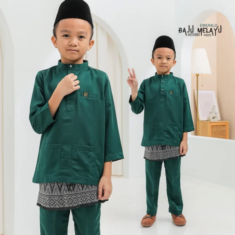 Set Family Songket Tabur In EMERALD GREEN I Kurung Moden I Ayah Anak I Ibu I Moden I Set Family By Moff2u thumbnail 4