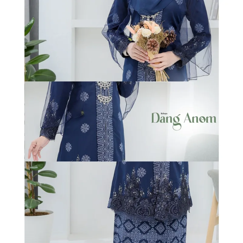 6 ITEM - 1 HARGA Bridal Set BAJU KEBARUNG Dang Anom In Navy Blue | Nikah Kahwin |Tunang | BY MOFF2U thumbnail 3