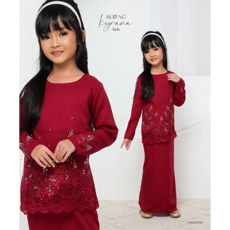 Set Family Baju Kurung Moden Kyrana In Maroon I Kurung Moden I Ayah Anak I Ibu I Moden I Set Family By Moff2u thumbnail 3