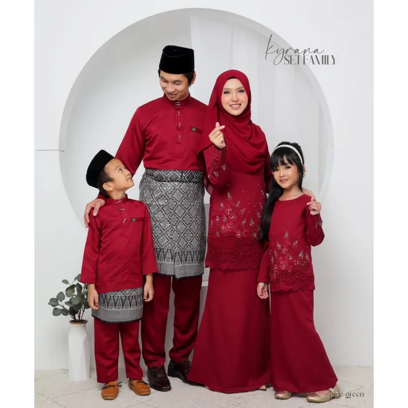 Set Family Baju Kurung Moden Kyrana In Maroon I Kurung Moden I Ayah Anak I Ibu I Moden I Set Family By Moff2u