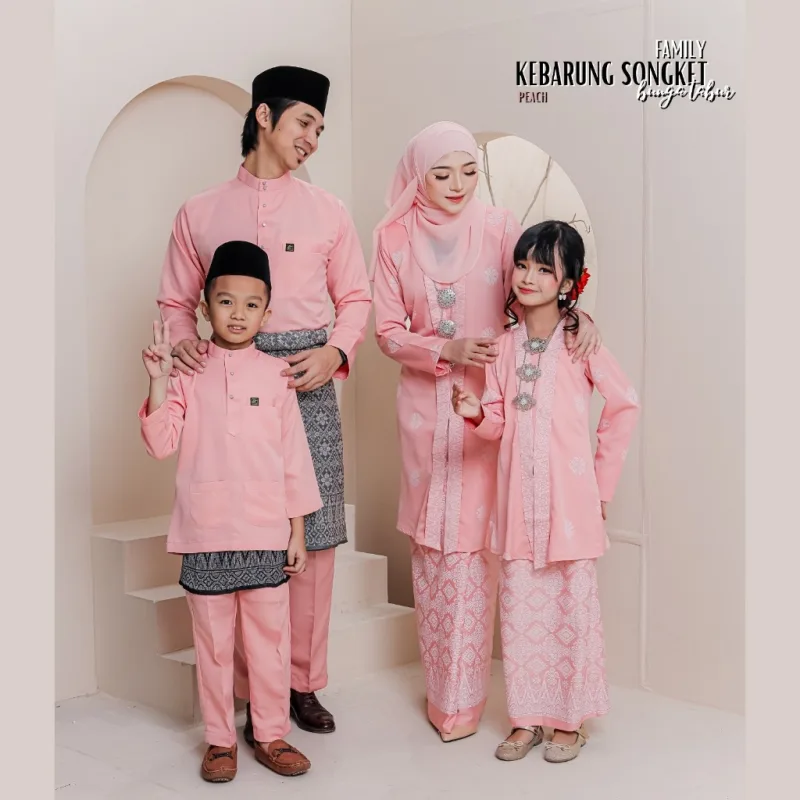 Set Family KEBARUNG IN PEACH I KEBARUNG Moden I Ayah Anak I Ibu I Moden I Set Family By Moff2u