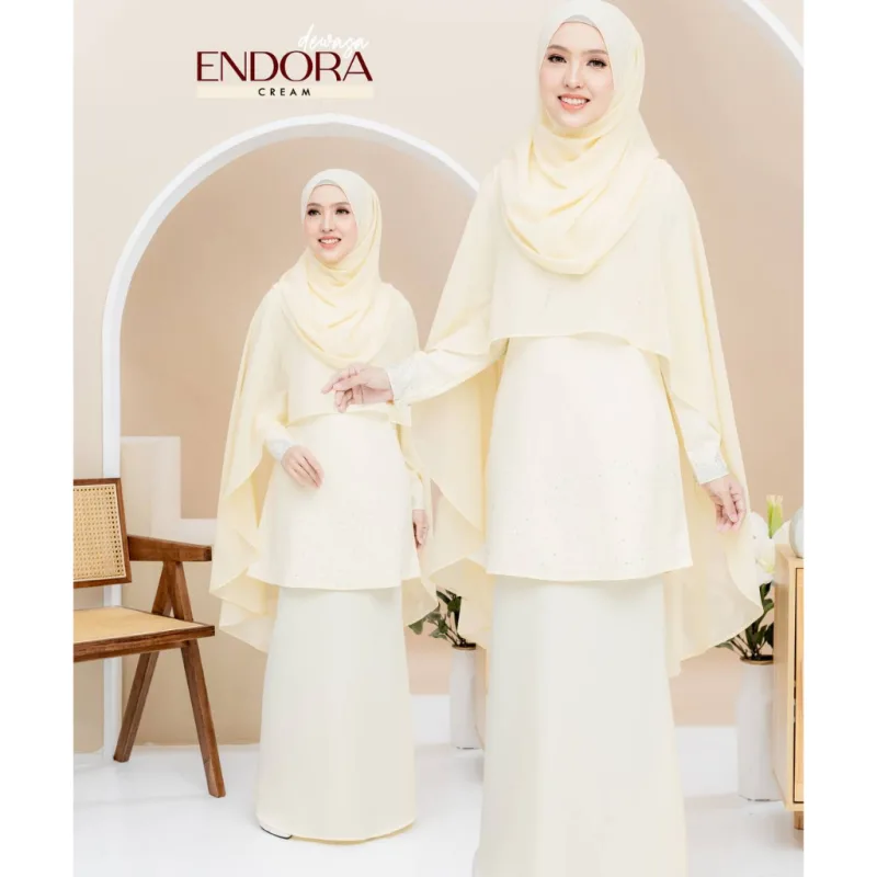 Set Family kurung moden Endora In CREAM I Kurung Moden I Ayah Anak I Ibu I Moden I Set Family By Moff2u thumbnail 2