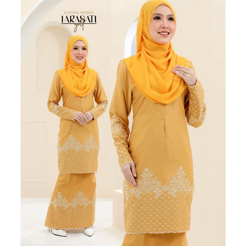 SET FAMILY BAJU KURUNG LARASATI BAJU MELAYU WARNA MUSTARD RAYA 2023 | BAJU KURUNG BY MOFF2u thumbnail 3