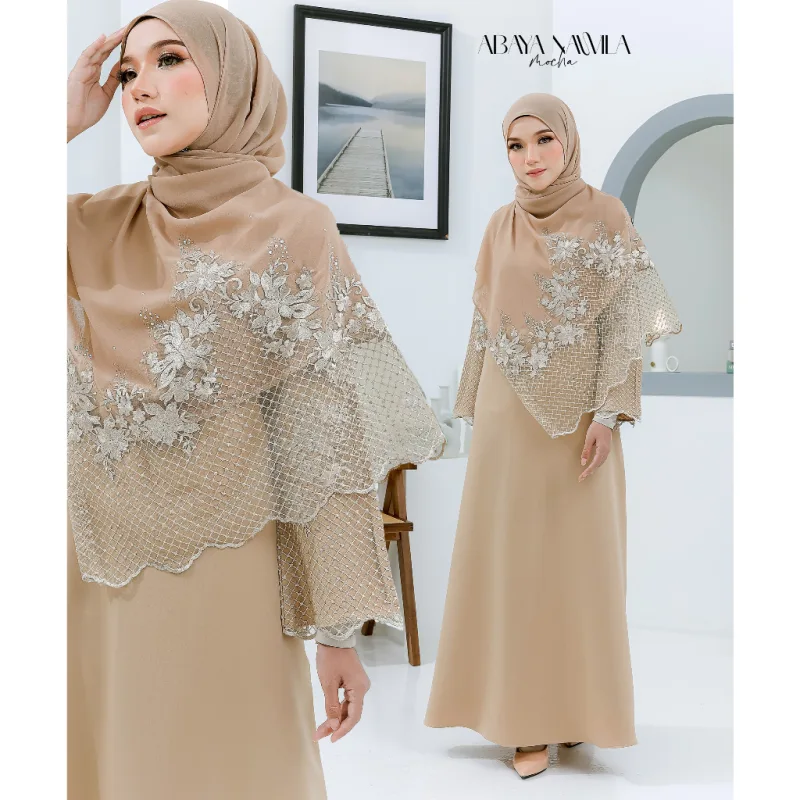 NEW DESIGN JUBAH ABAYA KEBARUNG NAWILA TANPA SHAWL IN 5 COLOUR I DINNER I KENDURI I MAJLIS AKIKAH BY MOFF COLLECTION thumbnail 5