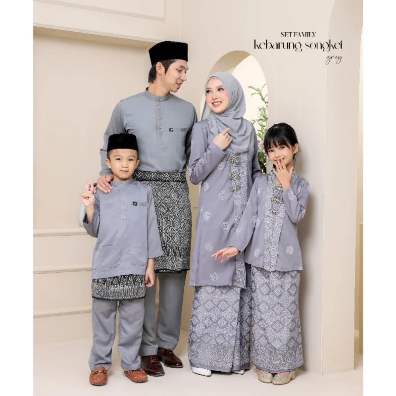 Set Family KEBARUNG IN GREY I KEBARUNG Moden I Ayah Anak I Ibu I Moden I Set Family By Moff2u