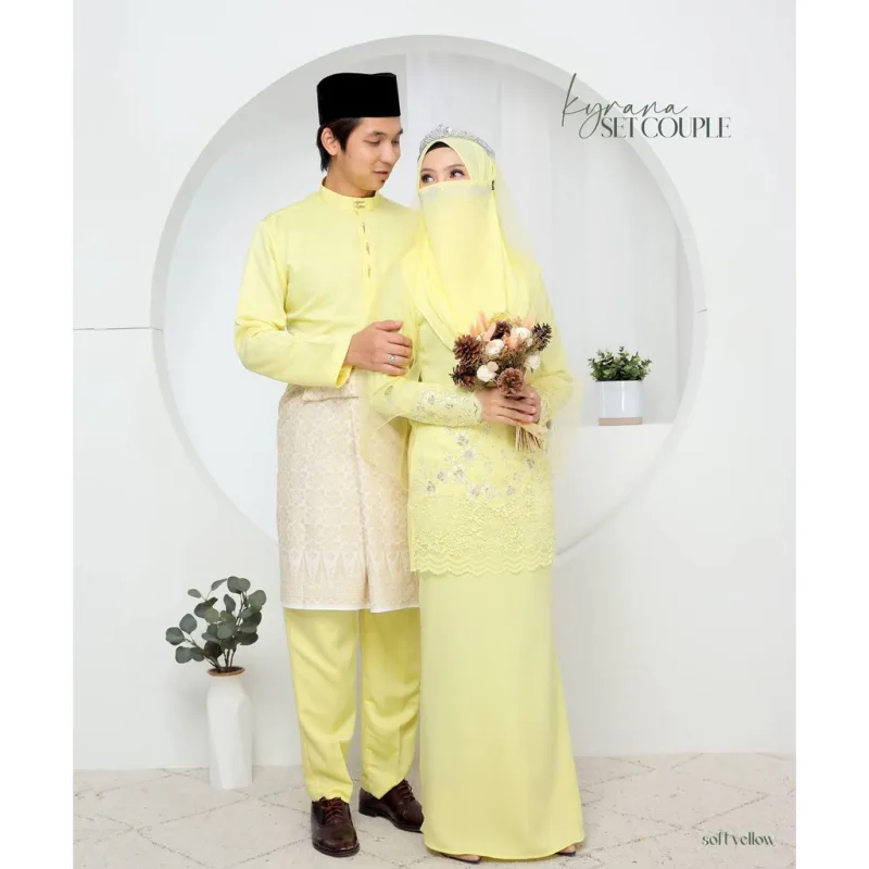 7 ITEM - 1 HARGA Bridal Set BAJU KURUNG KYRANA In SOFT YELLOW | Nikah Kahwin |Tunang | BY MOFF2U