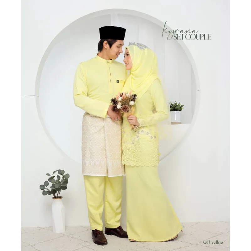 7 ITEM - 1 HARGA Bridal Set BAJU KURUNG KYRANA In SOFT YELLOW | Nikah Kahwin |Tunang | BY MOFF2U thumbnail 2