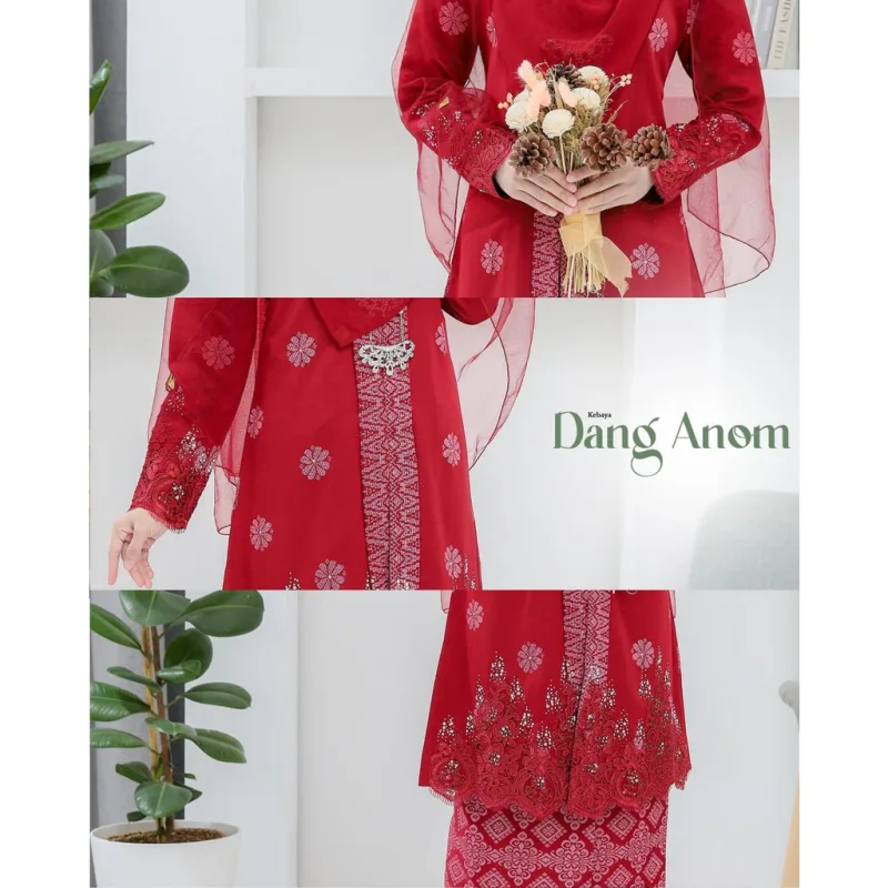 6 ITEM - 1 HARGA Bridal Set BAJU KEBARUNG Dang Anom In Maroon | Nikah Kahwin |Tunang | BY MOFF2U thumbnail 3