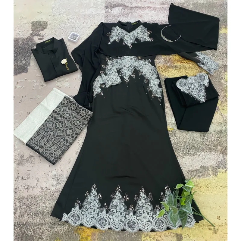 8 ITEM - 1 HARGA Bridal Set DRESS AFIYA IN BLACK | Nikah Kahwin |Tunang | BY MOFF2U thumbnail 3