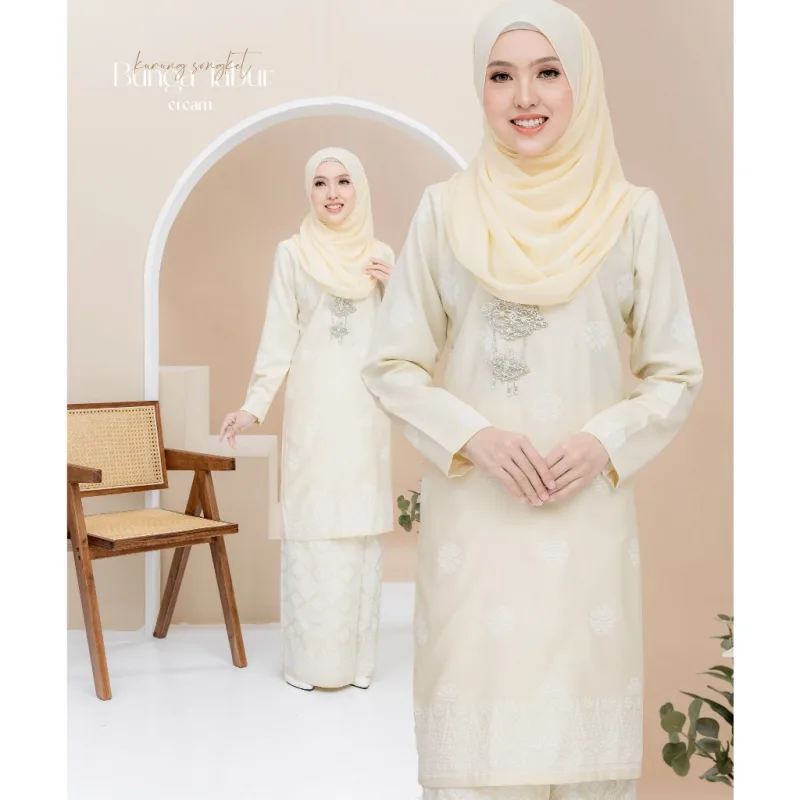 Set Family Songket Tabur In CREAM I Kurung Moden I Ayah Anak I Ibu I Moden I Set Family By Moff2u thumbnail 3