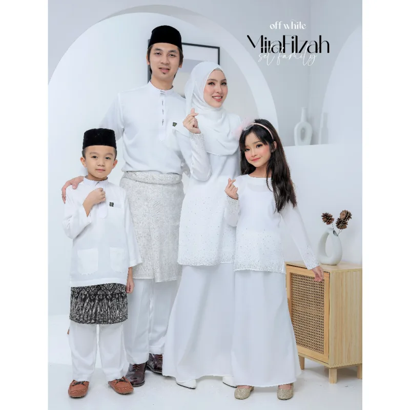 Moff Set Family BAJU Kurung Moden MIRA Filzah IN OFF WHITE Dewasa | Budak by MOFF2U