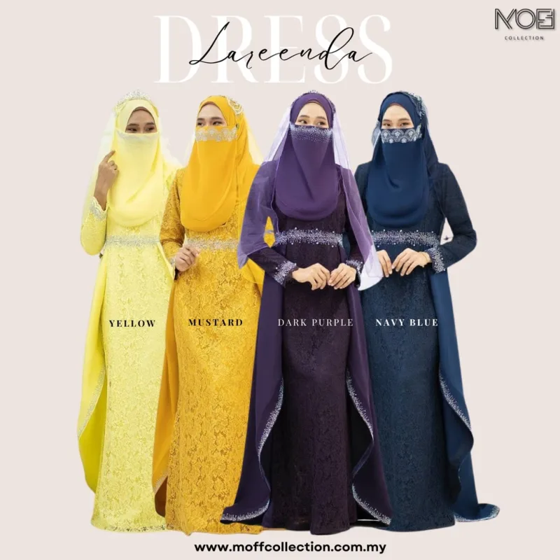MOFF Bridal Set BAJU DRESS Lareenda 4 COLOUR | Nikah l Kahwin |Tunang | Kurung Moden