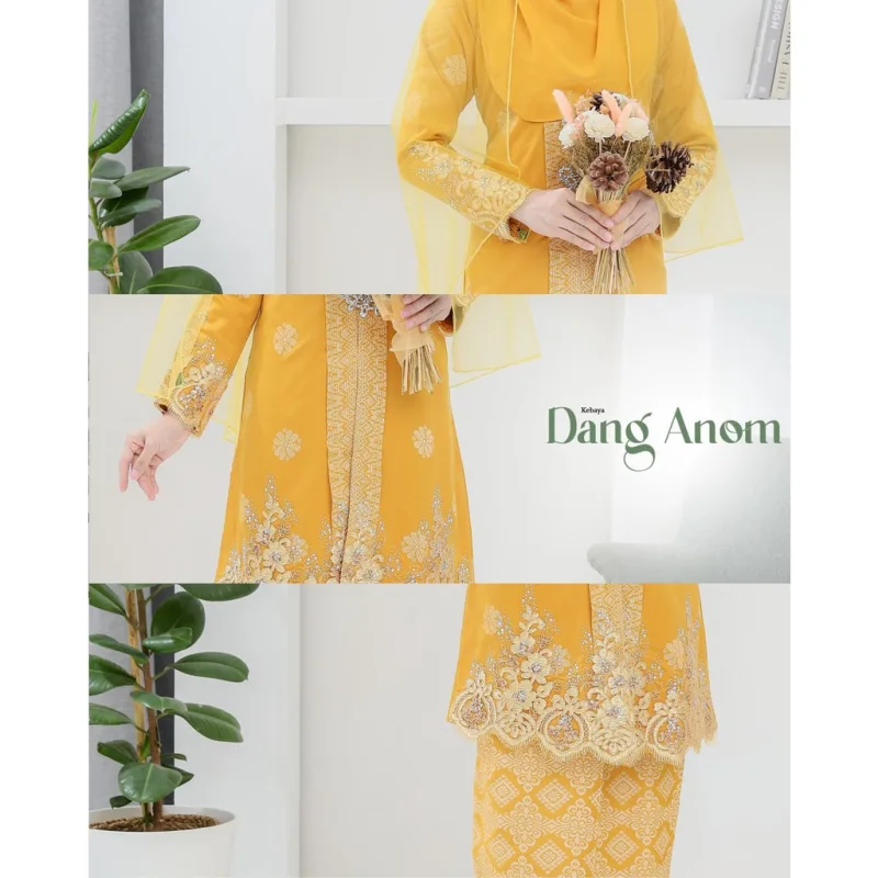 6 ITEM - 1 HARGA Bridal Set BAJU KEBARUNG Dang Anom In Mustard | Nikah Kahwin |Tunang | BY MOFF2U thumbnail 3
