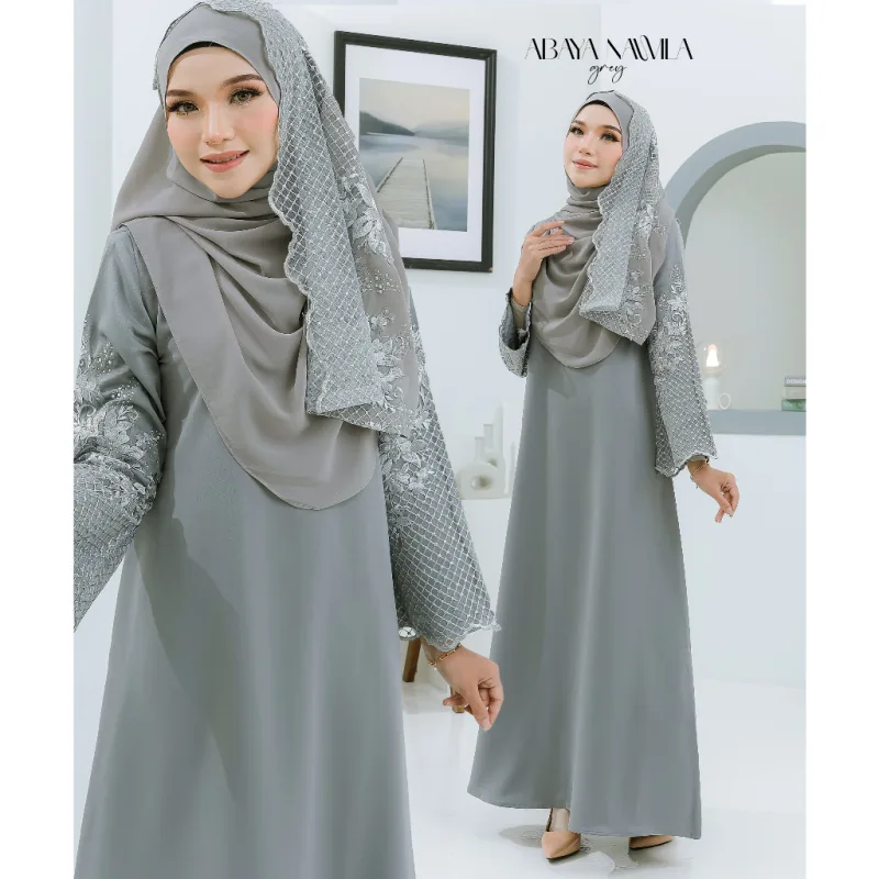 JUBAH ABAYA KEBARUNG NAWILA SEKALI SHAWL IN 7 COLOUR I DINNER I KENDURI I MAJLIS AKIKAH BY MOFF COLLECTION thumbnail 5