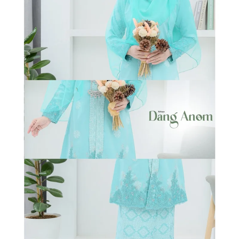 6 ITEM - 1 HARGA Bridal Set BAJU KEBARUNG Dang Anom In Mint Green | Nikah Kahwin |Tunang | BY MOF2U thumbnail 3