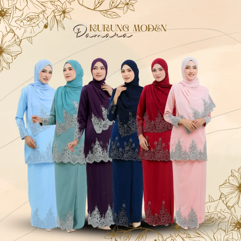NEW DESIGN !! Kurung Moden Damara sekali SHAWL In 6 Colour I Kurung Moden I Tunang I Nikah By Moff2U
