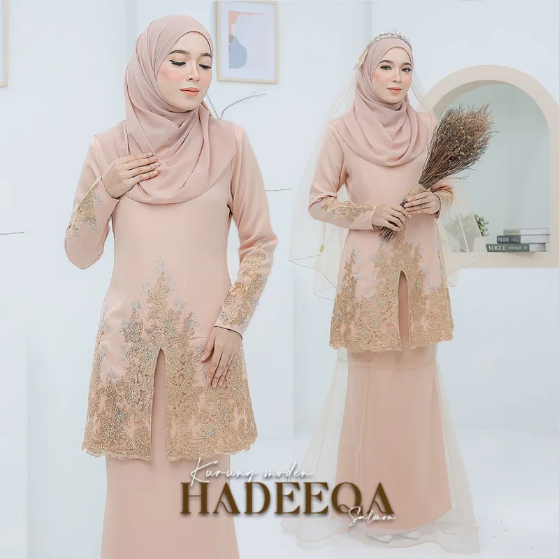 BAJU KURUNG MODEN Set Hadeeqa In NUDE CHAMPAGNE| Full set 7 Item | Tunang | Nikah | BAJU KURUNG LACE BY MOFF2U thumbnail 3