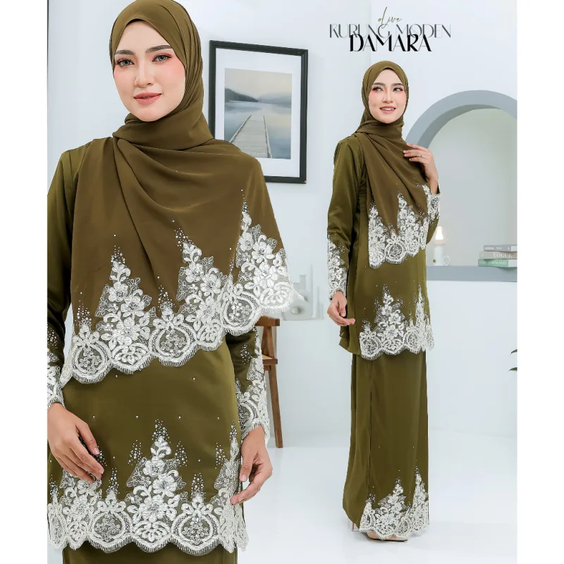 NEW DESIGN !! Kurung Moden Damara sekali SHAWL In 6 Colour I Kurung Moden I Tunang I Nikah By Moff2U thumbnail 5