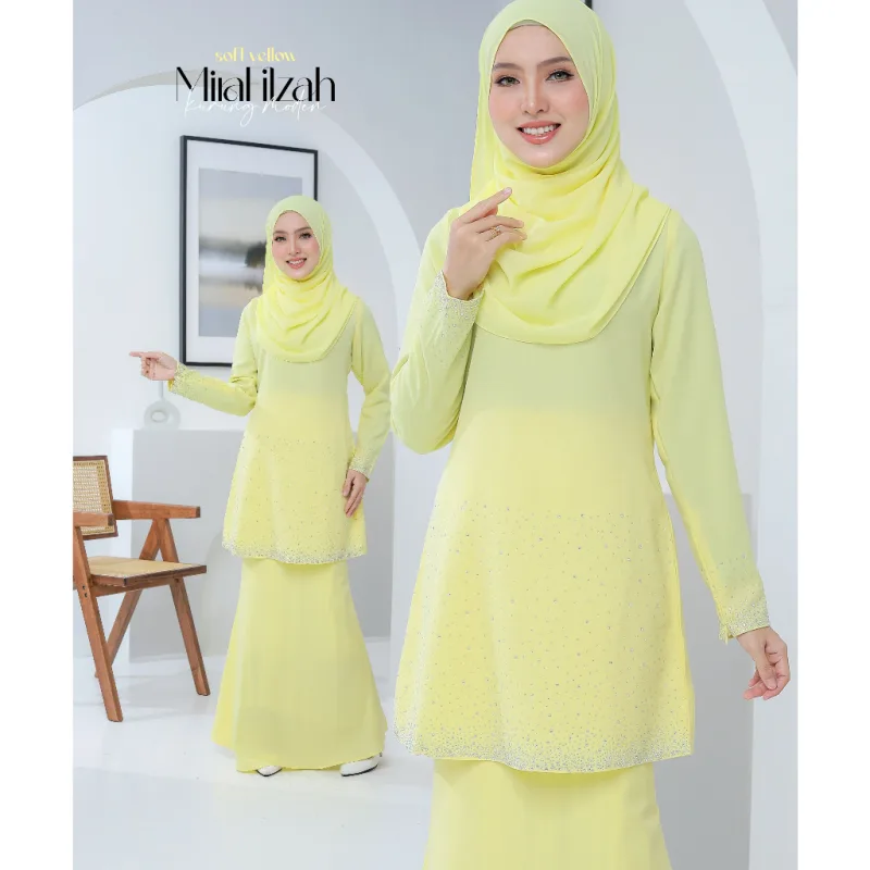 Moff Set Family BAJU Kurung Moden MIRA Filzah IN SOFT YELLOW I Dewasa | Budak by MOFF2U thumbnail 2