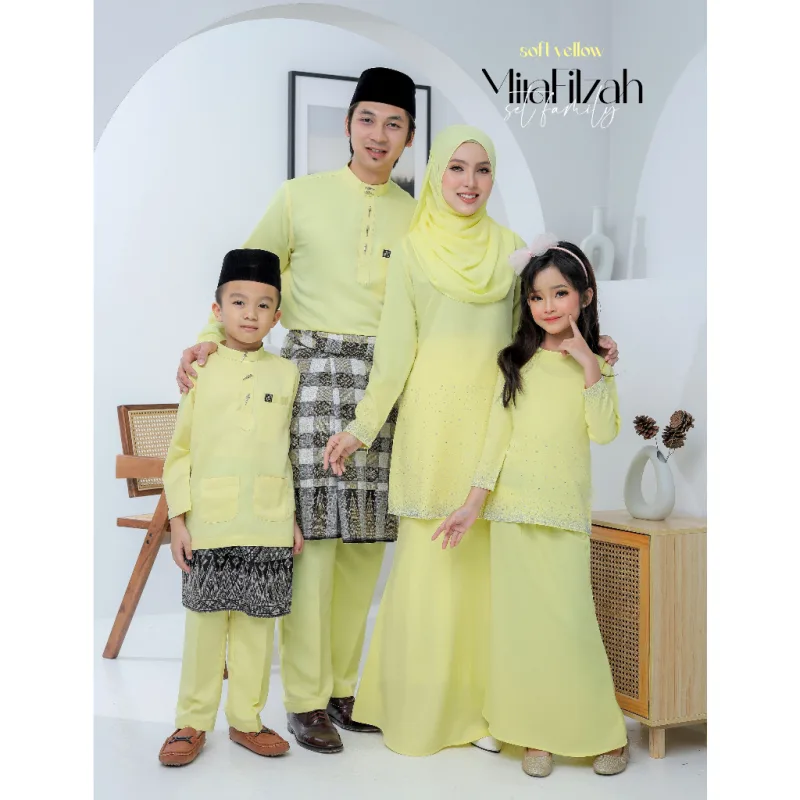Moff Set Family BAJU Kurung Moden MIRA Filzah IN SOFT YELLOW I Dewasa | Budak by MOFF2U
