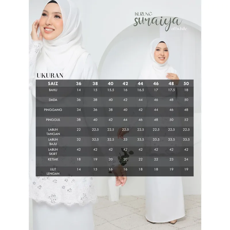 SET FAMILY BAJU KURUNG SURAIYA BAJU MELAYU WARNA OFF WHITE RAYA 2024 | BAJU KURUNG LACE BY MOFF2u thumbnail 5