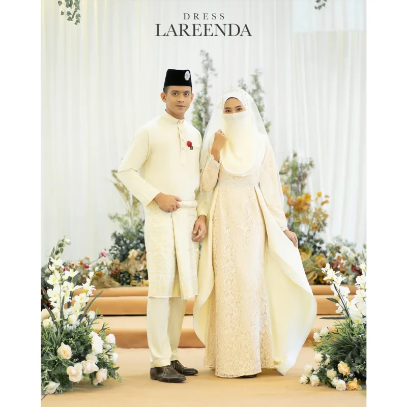MOFF Bridal Set BAJU DRESS Lareenda In CREAM | Nikah Kahwin |Tunang | Full set Kurung Moden