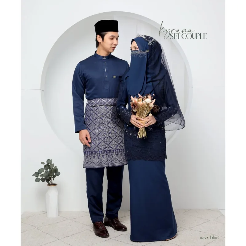 7 ITEM - 1 HARGA Bridal Set BAJU KURUNG KYRANA In NAVY BLUE| Nikah Kahwin |Tunang | BY MOFF2U thumbnail 2