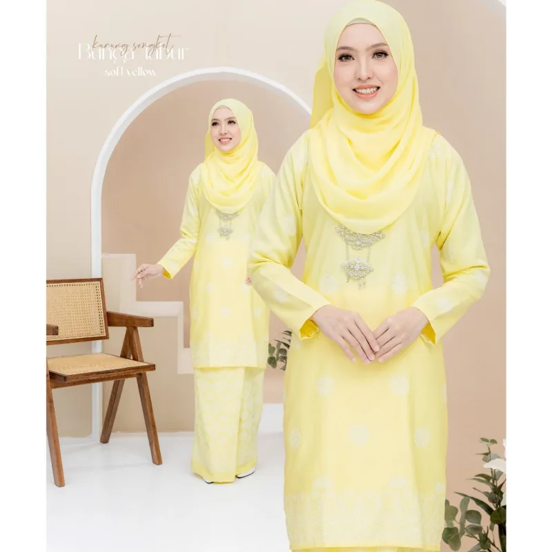 Set Family Songket Tabur In SOFT YELLOW I Kurung Moden I Ayah Anak I Ibu I Moden I Set Family By Moff2u thumbnail 2